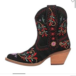 Brand New Embroidered Black Cowboy Boot Booties